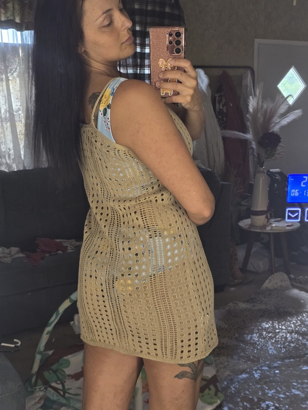 Beige Crochet Cover Dress - Picture 3 of 7